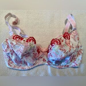 Freya unlined Pink flower Bra SZ 30E EU65 FR80